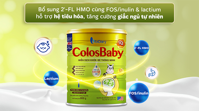 Sự kết hợp giữa  2'FL-HMO cùng FOS/inulin & lactium hỗ trợ phát triển hệ tiêu hóa, cho bé giấc ngủ ngon