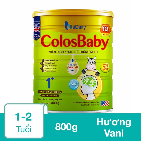 Sữa bột ColosBaby IQ Gold 1+ (sữa non) hương vani 800g (1 – 2 tuổi)
