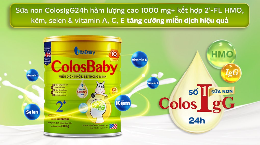Sữa bột ColosBaby IQ Gold 2+ (sữa non) hương vani 800g (từ 2 tuổi)