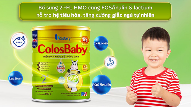 Trí não - Sữa bột ColosBaby IQ Gold 2+ (sữa non) hương vani 800g (từ 2 tuổi)