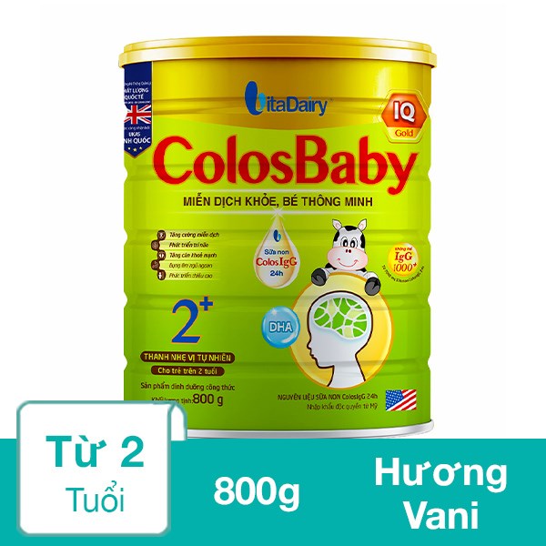 Sữa Bột Colosbaby Iq Gold 2+ (Sữa Non) Hương Vani 800G (Từ 2 Tuổi)