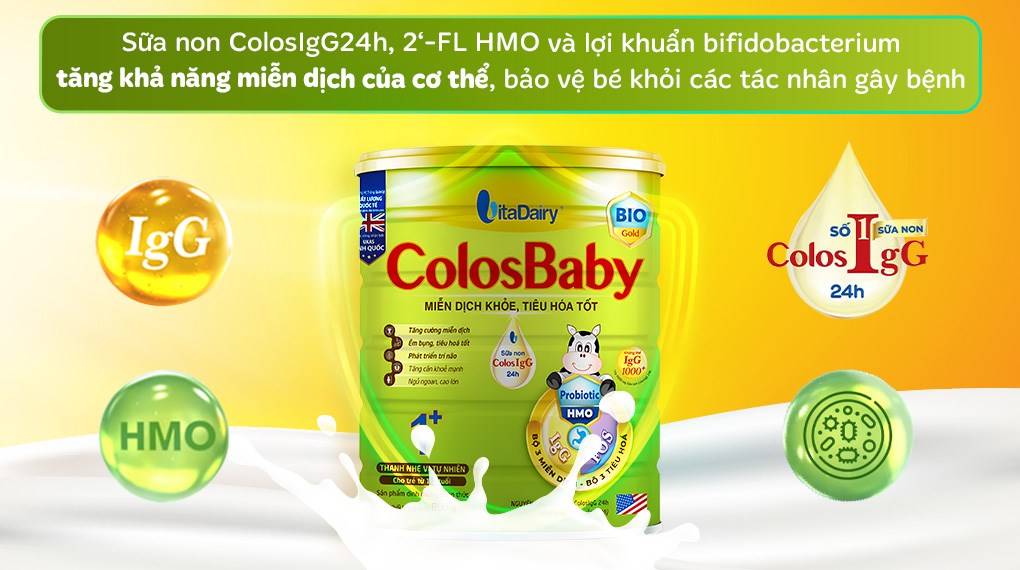 Sữa bột ColosBaby Bio Gold 1+ (sữa non) hương vani 800g (1 - 2 tuổi)