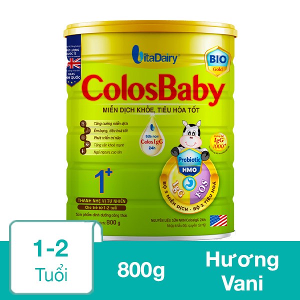 Sữa Bột Colosbaby Bio Gold 1+ (Sữa Non) Hương Vani 800G (1 - 2 Tuổi)