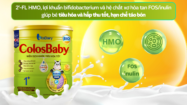 Sữa bột ColosBaby Bio Gold 1+ (sữa non) hương vani 800g - Tiêu hóa