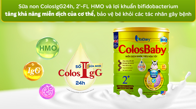 Tăng khả năng miễn dịch - Sữa bột ColosBaby Bio Gold 2+ (sữa non) hương vani 800g (từ 2 tuổi)