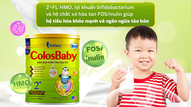 Miễn dịch - Sữa bột ColosBaby Bio Gold 2+ (sữa non) hương vani 800g (từ 2 tuổi)