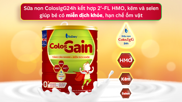 HMO - Sữa bột Colos Gain 0+ (sữa non) hương vani 800g (0 - 12 tháng)