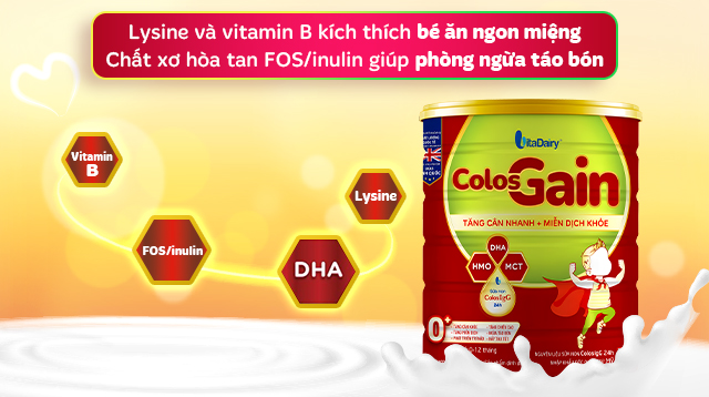 FOS - Sữa bột Colos Gain 0+ (sữa non) hương vani 800g (0 - 12 tháng)