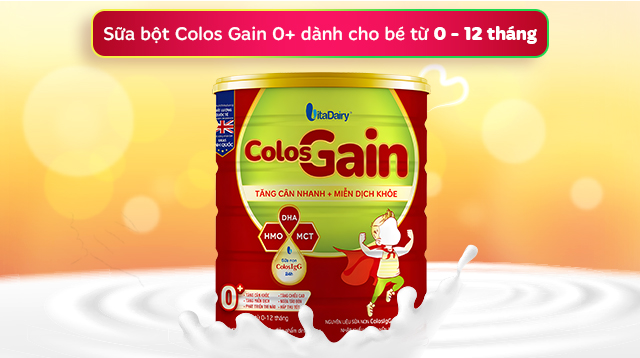 Độ tuổi - Sữa bột Colos Gain 0+ (sữa non) hương vani 800g (0 - 12 tháng)