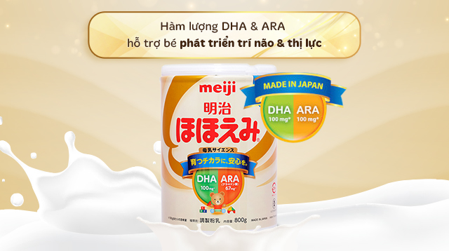 Sữa bột nội địa Nhật Meiji Hohoemi Milk 800g (0 - 12 tháng) - Phát triển trí não
