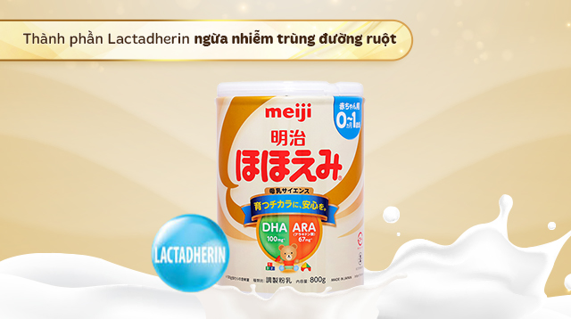 Sữa bột nội địa Nhật Meiji Hohoemi Milk 800g (0 - 12 tháng) - Lactadherin