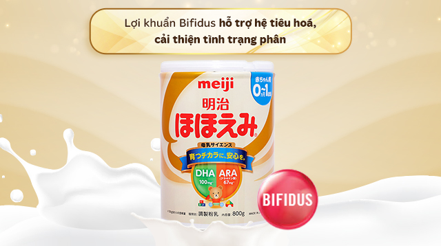 Sữa bột nội địa Nhật Meiji Hohoemi Milk 800g (0 - 12 tháng) - Lợi khuẩn bifidus