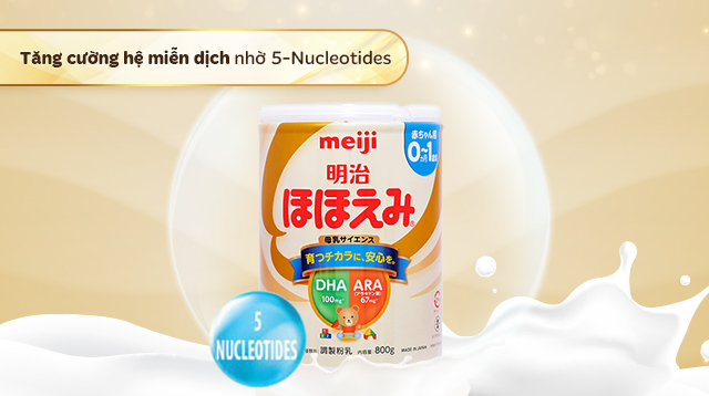 Sữa bột nội địa Nhật Meiji Hohoemi Milk 800g (0 - 12 tháng) - 5-Nucleotides