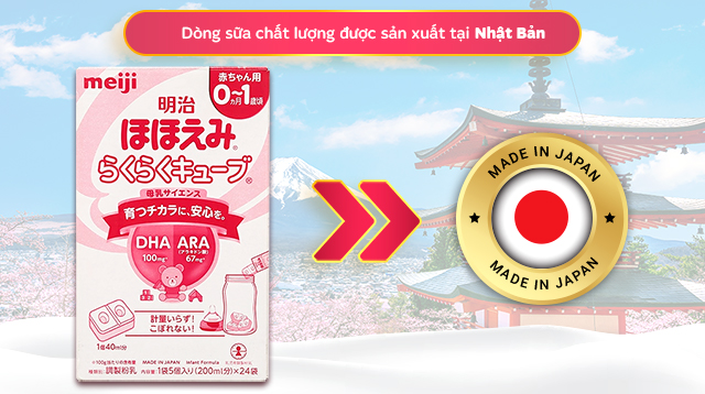 Sữa bột nội địa Nhật dạng thanh Meiji Hohoemi Raku Raku Cube 648g (0 - 12 tháng) - Sản xuất tại Nhật Bản Sữa bột nội địa Nhật dạng thanh Meiji Hohoemi Raku Raku Cube 648g (0 - 12 tháng) - Sản xuất tại Nhật Bản