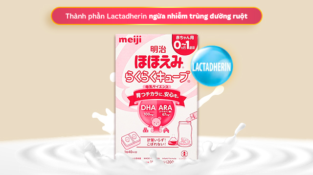 Sữa bột nội địa Nhật dạng thanh Meiji Hohoemi Raku Raku Cube 648g (0 - 12 tháng) - Lactadherin Sữa bột nội địa Nhật dạng thanh Meiji Hohoemi Raku Raku Cube 648g (0 - 12 tháng) - Lactadherin