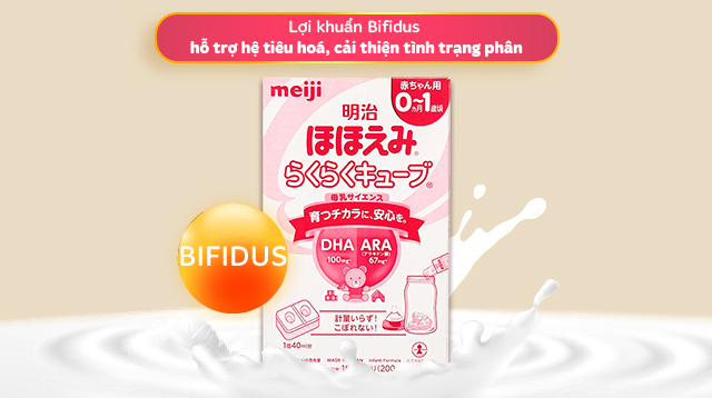 Sữa bột nội địa Nhật dạng thanh Meiji Hohoemi Raku Raku Cube 648g (0 - 12 tháng) - Bifidus Sữa bột nội địa Nhật dạng thanh Meiji Hohoemi Raku Raku Cube 648g (0 - 12 tháng) - Bifidus