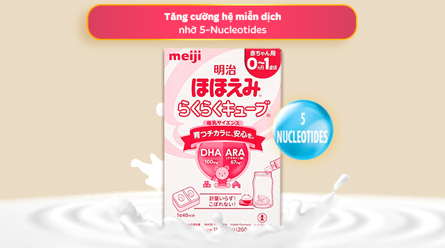 Sữa bột nội địa Nhật dạng thanh Meiji Hohoemi Raku Raku Cube 648g (0 - 12 tháng) - Nucleotides Sữa bột nội địa Nhật dạng thanh Meiji Hohoemi Raku Raku Cube 648g (0 - 12 tháng) - Nucleotides