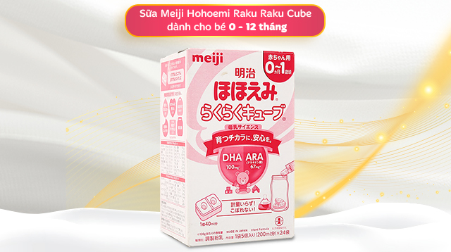 Sữa bột nội địa Nhật dạng thanh Meiji Hohoemi Raku Raku Cube 648g (0 - 12 tháng) - Độ tuổi Sữa bột nội địa Nhật dạng thanh Meiji Hohoemi Raku Raku Cube 648g (0 - 12 tháng) - Độ tuổi