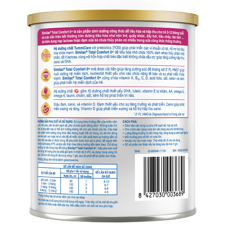 Sữa bột Similac Total Comfort 0+ 360g (0 - 12 tháng) dành cho trẻ không dung nạp đường lactose 3