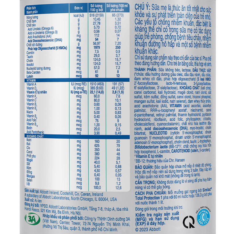 Sữa bột Similac Total Protection số 1 400g (0 - 6 tháng) 5