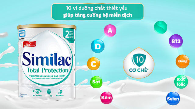10 dưỡng chất hỗ trợ miễn dịch - Sữa bột Similac Total Protection số 2 900g (6 - 12 tháng)