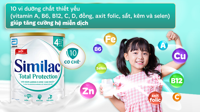 Sữa bột Similac Total Protection số 4 900g (2 - 6 tuổi) - 10 dưỡng chất