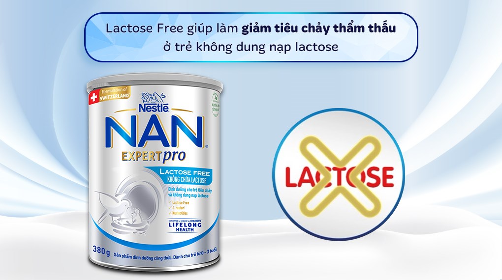 Sữa bột NAN Expert Pro Lactose Free 380g (0 - 3 tuổi) dành cho trẻ không dung nạp đường lactose