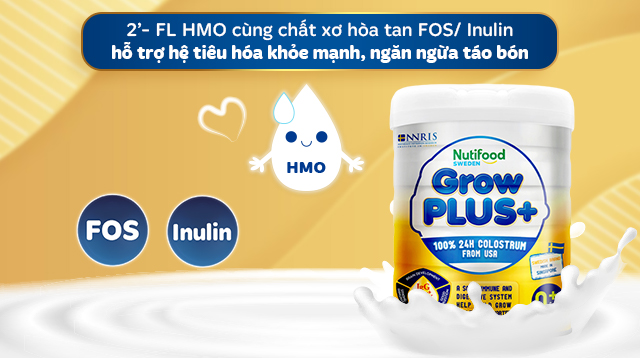 Hỗ trợ tiêu hóa - Sữa bột Nutifood GrowPLUS+ vàng (sữa non) hương vani 800g (0 - 12 tháng)