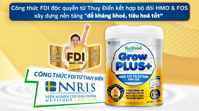 Sữa bột Nutifood GrowPLUS+ vàng (sữa non) - Công thức FDI