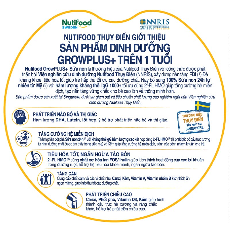 Sữa bột Nutifood GrowPLUS+ vàng 1+ (sữa non) hương vani 800g (từ 1 tuổi) 7