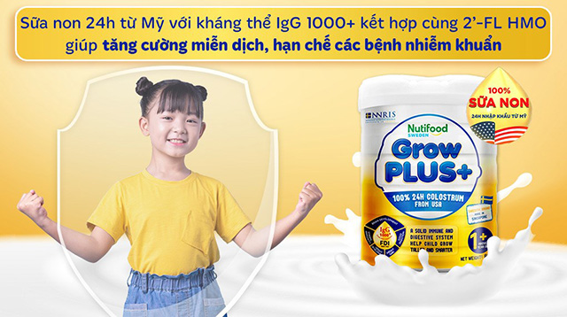 DHA - Sữa bột Nutifood GrowPLUS+ vàng (sữa non) hương vani 800g (từ 1 tuổi)