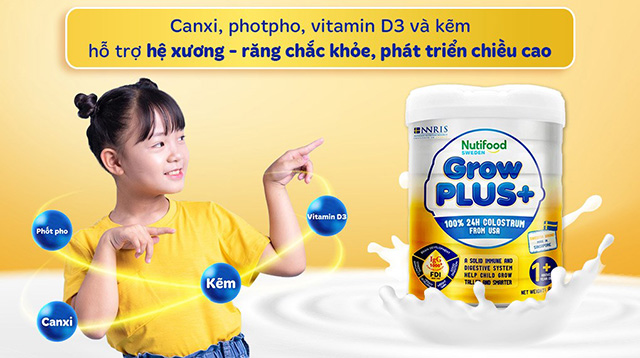 Chiều cao - Sữa bột Nutifood GrowPLUS+ vàng (sữa non) hương vani 800g (từ 1 tuổi)