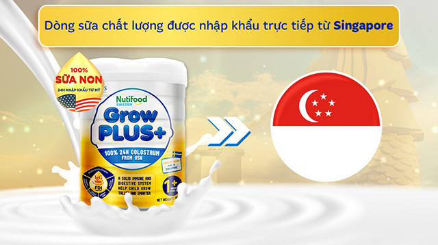 Xuất xứ - Sữa bột Nutifood GrowPLUS+ vàng (sữa non) hương vani 800g (từ 1 tuổi)