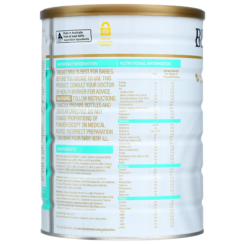 Combo 2 hộp sữa bột Blackmores NewBorn Formula số 1 hương vani 900g (0 - 6 tháng) 3