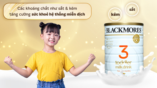 Sắt và kẽm - Sữa bột Blackmores Toddler Milk Drink số 3 hương vani 900g (từ 1 tuổi)