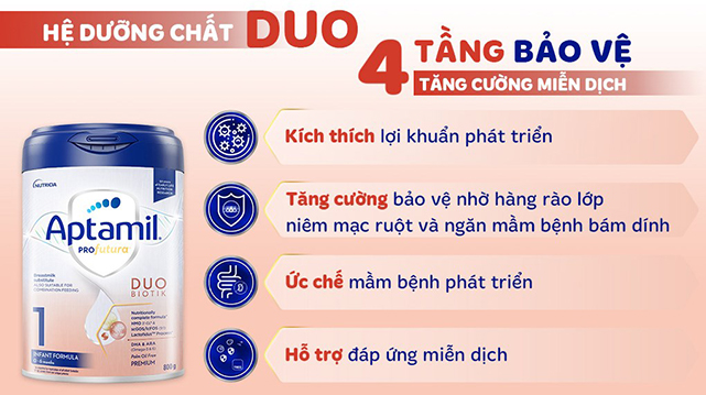 4 tầng bảo vệ - Sữa bột Aptamil Profutura Duobiotik số 1 800g (0 - 6 tháng)
