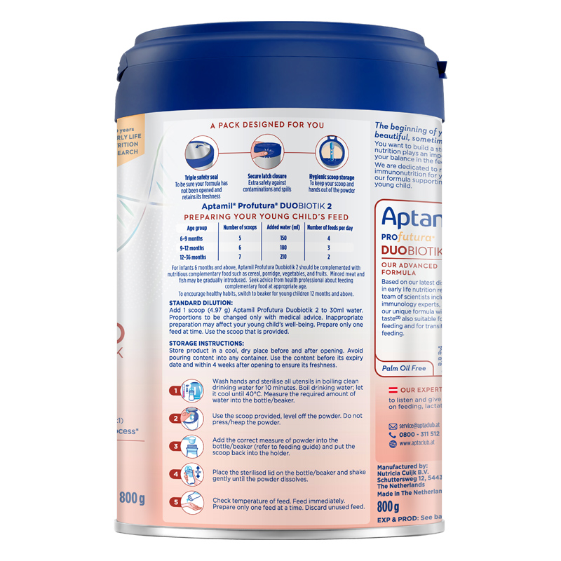 Sữa bột Aptamil Profutura Duobiotik số 2 800g (6 - 36 tháng) - Giao bao bì ngẫu nhiên 4