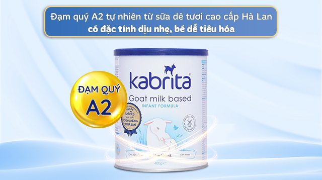 Đạm quý A2 - Sữa bột Kabrita số 1 400g (0 - 12 tháng) Đạm quý A2 - Sữa bột Kabrita số 1 400g (0 - 12 tháng)