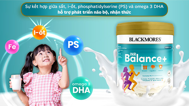 Phát triển trí não - Hỗ trợ tiêu hóa -Sữa bột Blackmores JNR Balance+ hương vani 850g (1 - 10 tuổi)