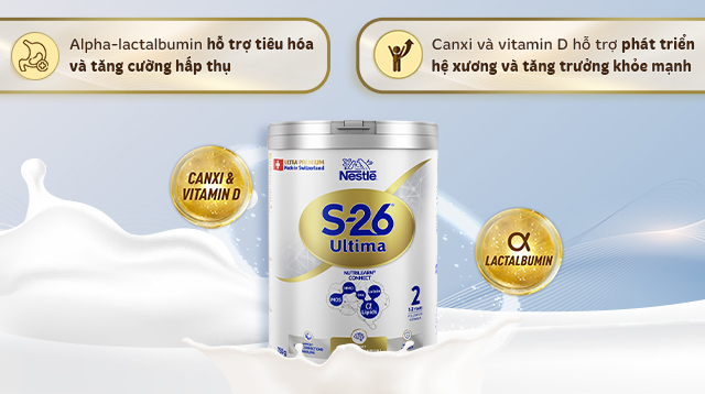 Sữa bột Nestlé S-26 Ultima số 2 750g (1 - 2 tuổi) - Tiêu hóa và chiều cao