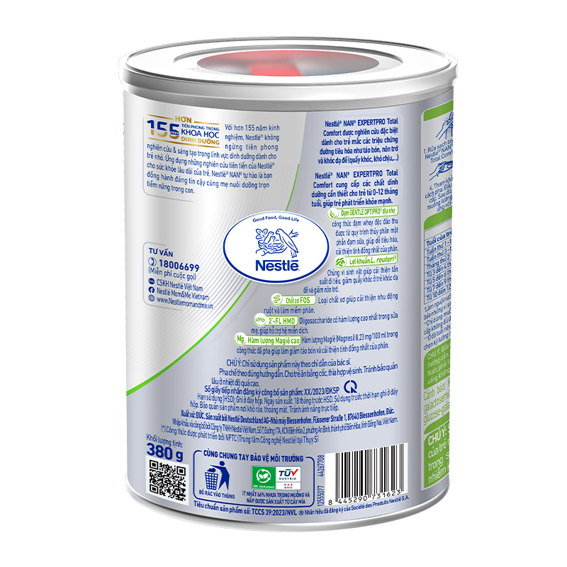 Sữa bột NAN Expert Pro Total Comfort 380g (0 - 12 tháng) dành cho trẻ táo bón