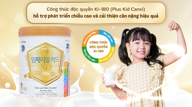 Công thức độc quyền KI180 - Sữa bột XO Imperial Kid 800g (2 - 15 tuổi)