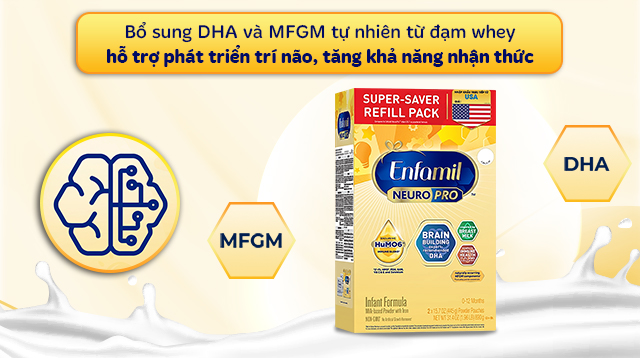Sữa bột Enfamil Neuropro Infant Formula 890g (0 - 12 tháng) - Trí não, nhận thức