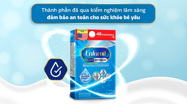 Thành phần sữa bột Enfamil Enspire Infant Formula 850g (0 - 12 tháng) được kiểm nghiệm lâm sàng, đảm bảo an toàn cho bé