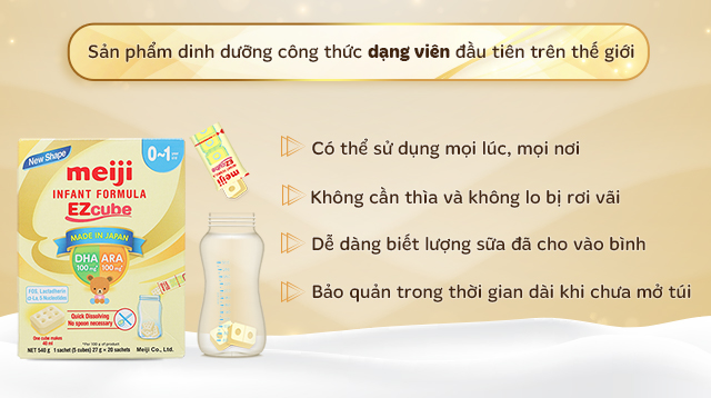 Công thức dạng viên - Sữa bột dạng thanh Meiji Infant Formula Ezcube 540g (0 - 12 tháng)