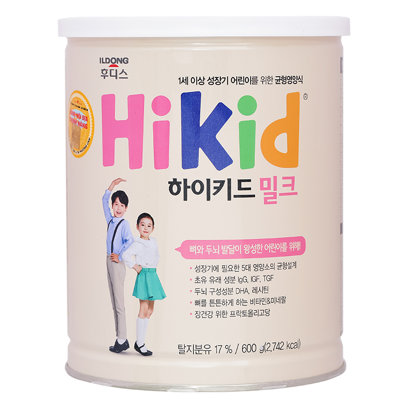 Sữa bột Hikid hương vani 600g (1 - 9 tuổi)