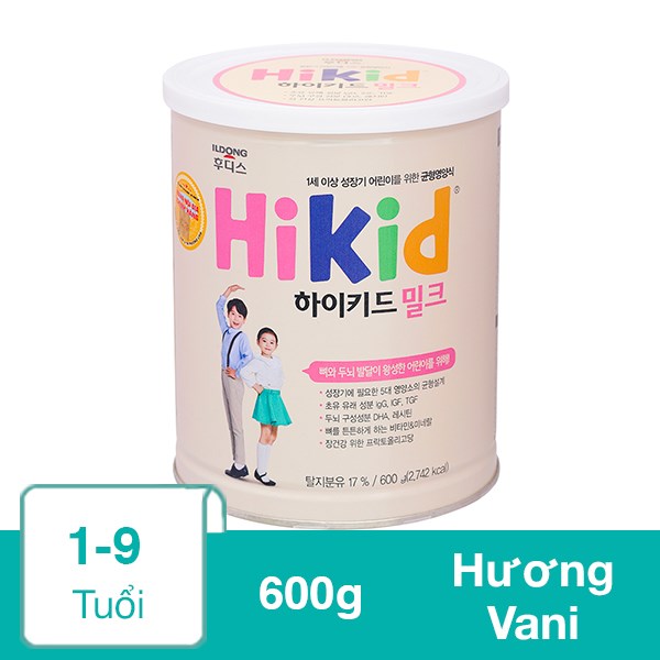 Sữa Bột Hikid Hương Vani (Sữa Non) 600G (1 - 9 Tuổi)