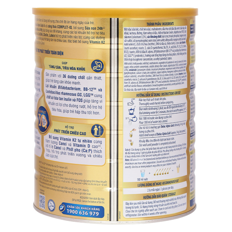Sữa bột Dielac Alpha Gold IQ số 4 (sữa non) 850g (2 - 6 tuổi) 13