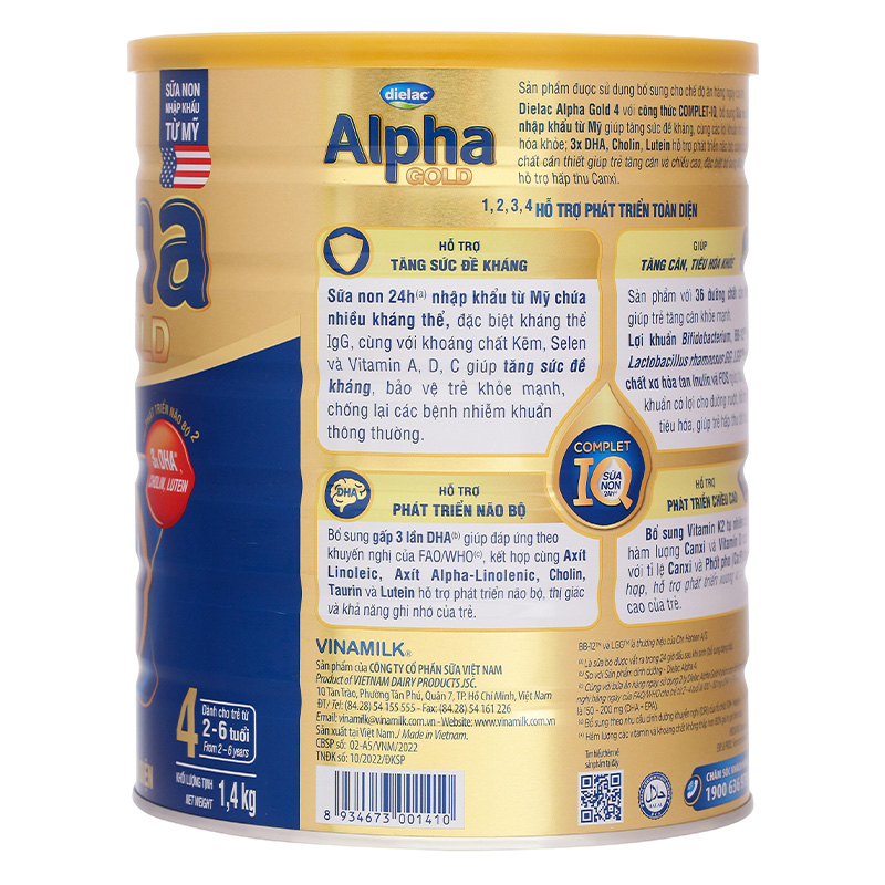 Sữa bột Dielac Alpha Gold IQ số 4 (sữa non) 850g (2 - 6 tuổi) 14