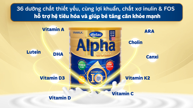 Sữa bột Dielac Alpha Gold IQ số 4 (sữa non) 1.4 kg (2 - 6 tuổi) - Tăng cân